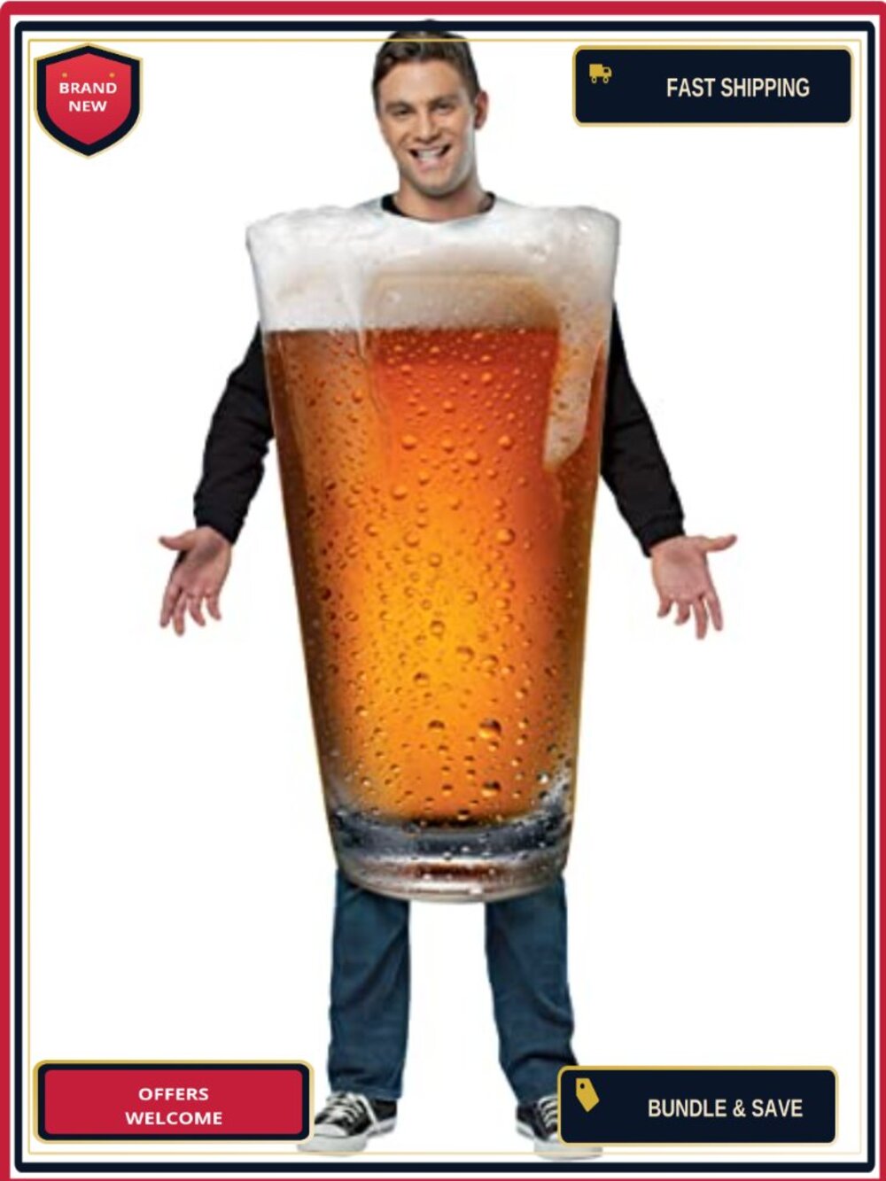 Get Real Beer Pint Foam Tunic Costume One Size Adult Unisex Halloween Party